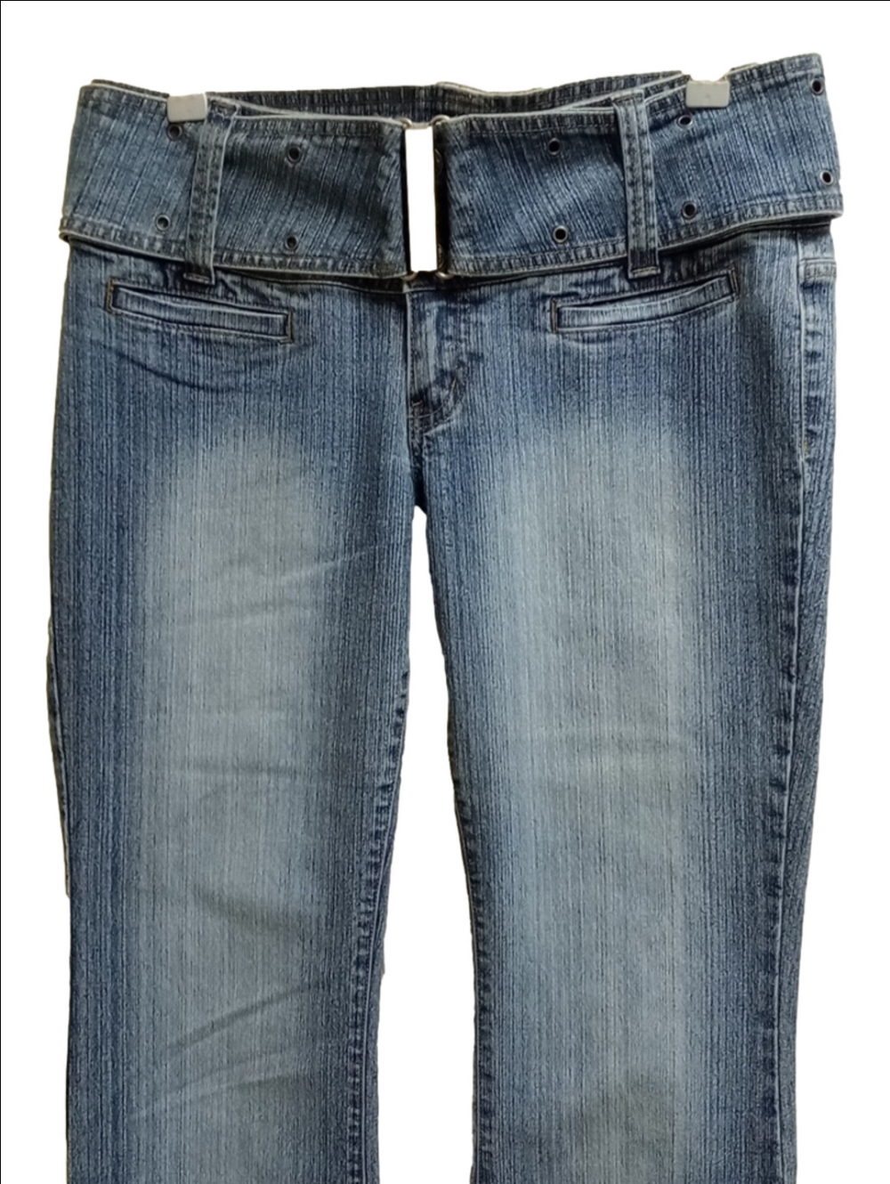 Y2K 90'S HYDRAULIC VINTAGE BELTED BOOT CUT WIDE LEG MEDIUM RISE JEANS RARE - Picture 2 of 12